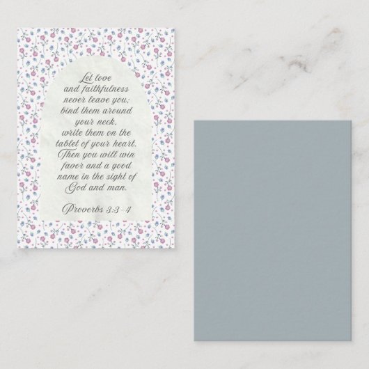 Proverbs 3:3–4 Floral Scripture  Notitiekaartje (Voorkant / Achterkant)