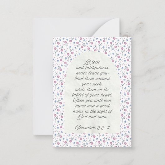Proverbs 3:3–4 Floral Scripture  Notitiekaartje (Voorkant)