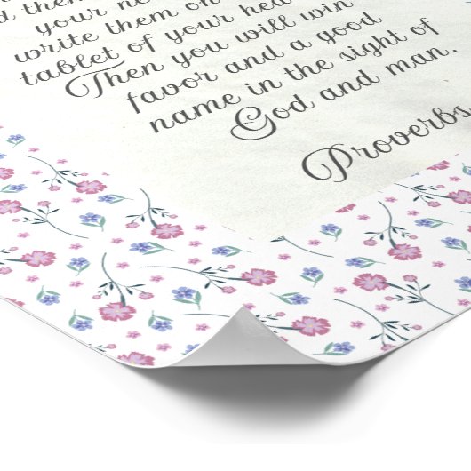 Proverbs 3:3–4 Floral Scripture  Poster (Hoek)
