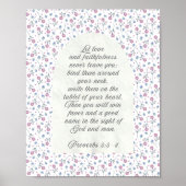 Proverbs 3:3–4 Floral Scripture  Poster (Voorkant)