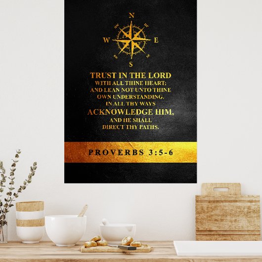 Proverbs 3:5-6 Bijbelversie Poster (Keuken)