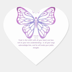 Proverbs 3:5,6 Butterfly van de Inspiratie van de Hart Sticker
