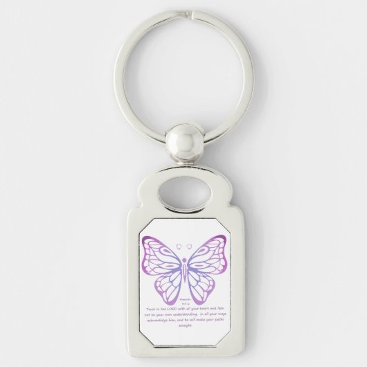 Proverbs 3:5,6 Butterfly van de Inspiratie van de  Sleutelhanger (Voorkant)