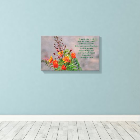 Proverbs 3:5-6 canvas afdruk (Insitu (Houten vloer))