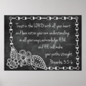 Proverbs 3:5-6 Chalkboardstijl Poster (Voorkant)