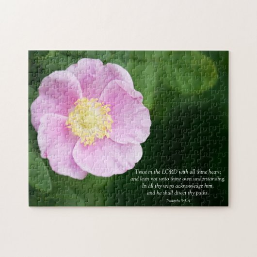 Proverbs 3:5-6 Christelijke Bijbel Verse Roze Vloe Legpuzzel (Horizontaal)