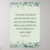 Proverbs 3:5-6 Floral Bible Verse Christian  Poster (Voorkant)