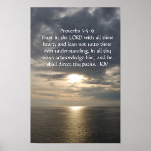 Proverbs 3:5- 6 poster witte tekst