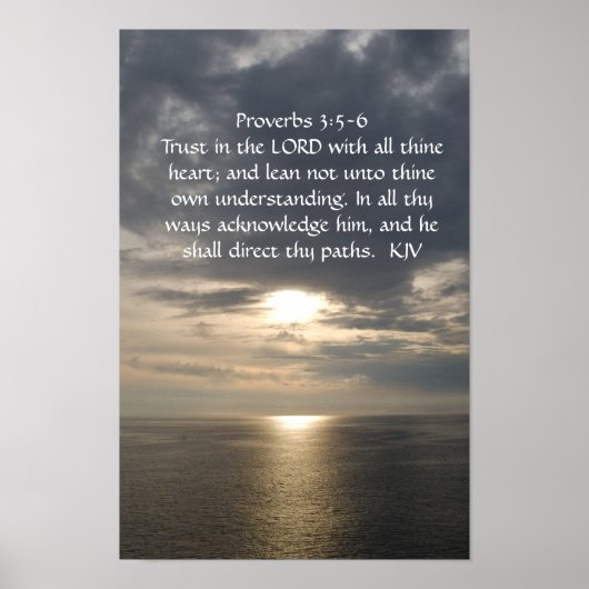 Proverbs 3:5- 6 poster witte tekst (Voorkant)