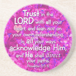 Proverbs 3:5-6 Trust in Lord Bible Verse Quote Zandsteen Onderzetter
