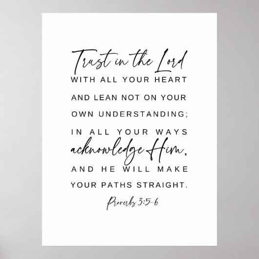 Proverbs 3:5-6 Trust in Lord, Bijbelvers Poster (Voorkant)