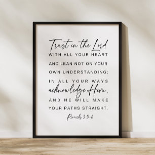 Proverbs 3:5-6 Trust in Lord, Bijbelvers Poster
