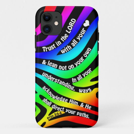 Proverbs 3:5-6 Trust in Lord - Rainbow Zebra Case-Mate iPhone Case (Achterkant)