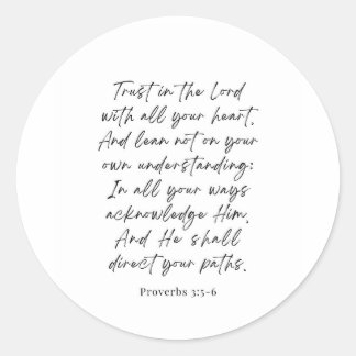 Proverbs 3:5-6 Trust in the Lord Ronde Sticker