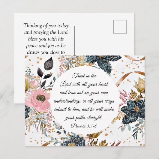 Proverbs 3:5-6 Vertrouwen in de Bijbel Verse van d Briefkaart (Voorkant / Achterkant)