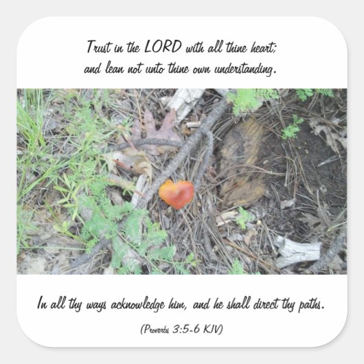 Proverbs 3:5-6 vierkante sticker (Voorkant)