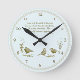 Proverbs 3:5-6 wandklok met vogels, bloemen