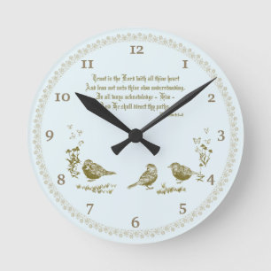 Proverbs 3:5-6 wandklok met vogels, bloemen