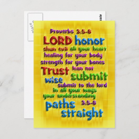 Proverbs 3:5-8 gele olie briefkaart (Voorkant / Achterkant)