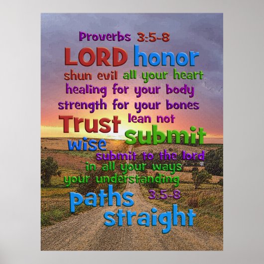 Proverbs 3:5-8 Lange pad Poster (Voorkant)