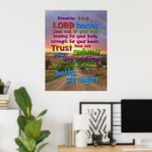 Proverbs 3:5-8 Lange pad Poster (Thuiskantoor)