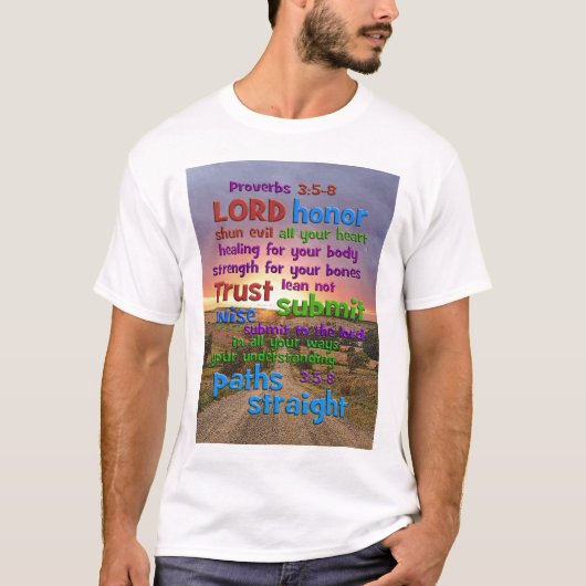 Proverbs 3:5-8 Lange pad T-shirt (Voorkant)