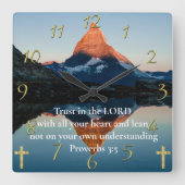 Proverbs 3:5 Christelijk Faith-meer Vierkante Klok (Voorkant)