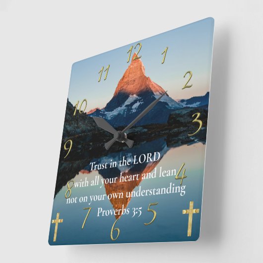 Proverbs 3:5 Christelijk Faith-meer Vierkante Klok (Hoek)