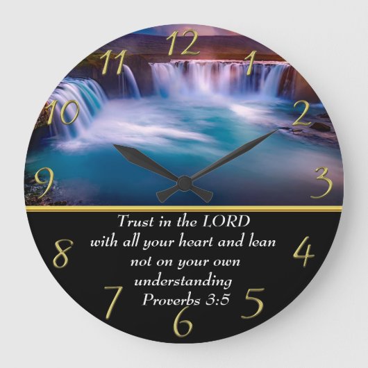 Proverbs 3:5 Christelijke Faith a waterfall Grote Klok (Voorkant)