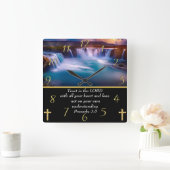 Proverbs 3:5 Christelijke Faith a waterfall Vierkante Klok (Huis)
