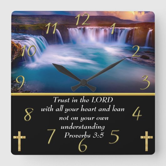 Proverbs 3:5 Christelijke Faith a waterfall Vierkante Klok (Voorkant)