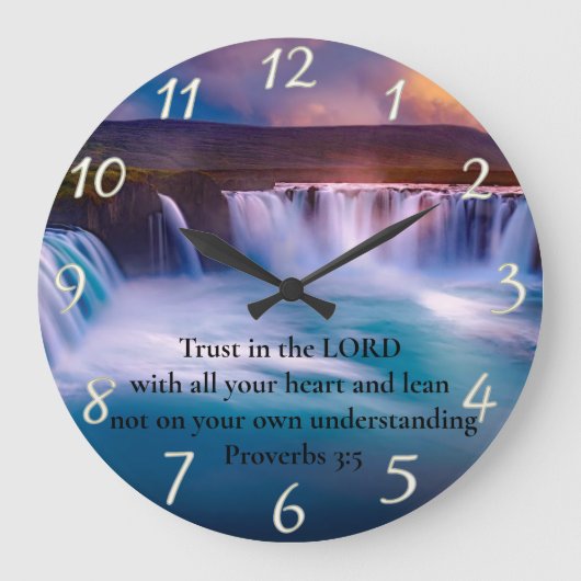 Proverbs 3:5 Gold Christelijke trouw Prayer Grote Klok (Voorkant)