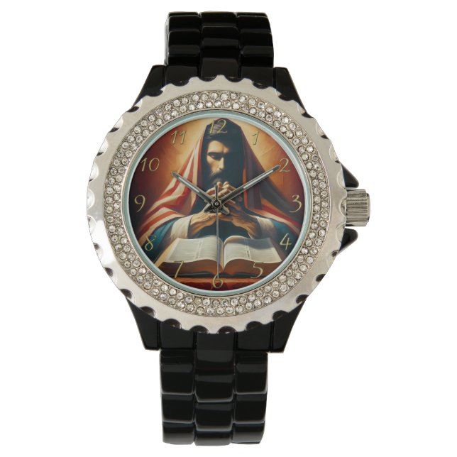 Proverbs 3:5 heilige bijbel met handen horloge (Voorkant)