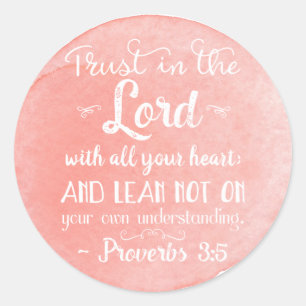 Proverbs 3:5 Inspiratie BijbelSticker Sinaasappel Ronde Sticker