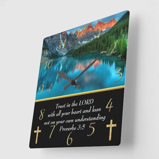 Proverbs 3:5-meer in de mondholte vierkante klok (Hoek)