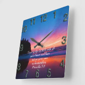 Proverbs 3:5 mooie Oceaan en de hemel Vierkante Klok (Hoek)