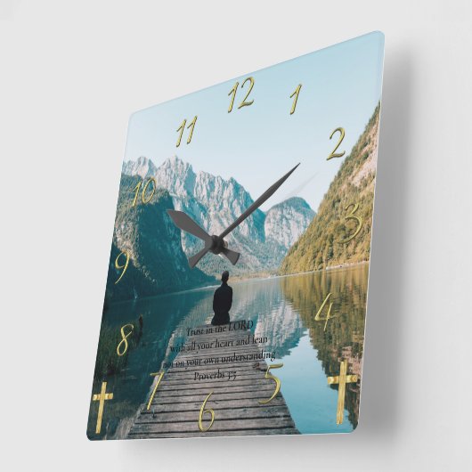 Proverbs 3:5 op het dok vierkante klok (Hoek)