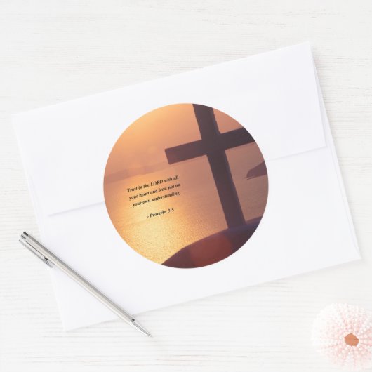 PROVERBS 3:5 RONDE STICKER (Envelop)