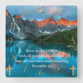 Proverbs 3:5 uitzicht van het modulemeer vierkante klok (Voorkant)