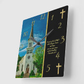 Proverbs 3:5 Witte Kerk Vierkante Klok (Hoek)