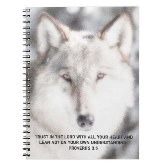 Proverbs 3:5 Wolf Notitieboek (Voorkant)