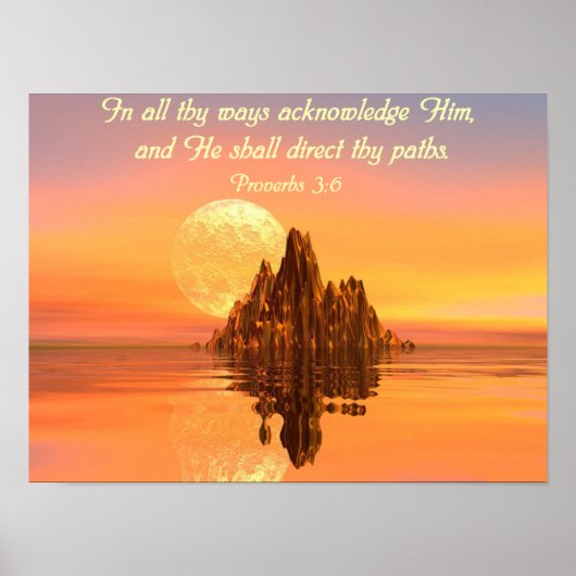 Proverbs 3:6 Bijbel Verse Christelijk Poster (Voorkant)
