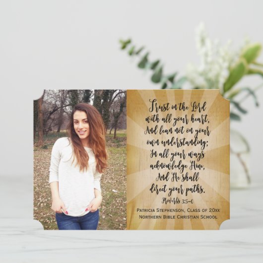 Proverbs 3 Christelijk Bijbel Verse Foto Afstudere Kaart (Staand voorkant)