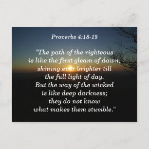 Proverbs 4:18-19 Scriptgeheugenkaart Briefkaart