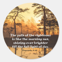 Proverbs 4:18 Pad van de Righteous Bible Verse Ronde Sticker