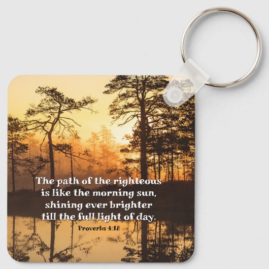 Proverbs 4:18 Pad van de Righteous Bible Verse Sleutelhanger (Achterkant)