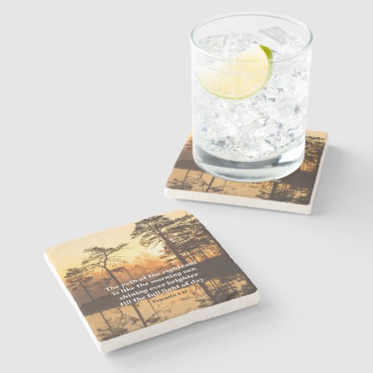 Proverbs 4:18 Pad van de Righteous Bible Verse Stenen Onderzetter (Zijkant)