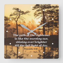 Proverbs 4:18 Pad van de Righteous Bible Verse Vierkante Klok