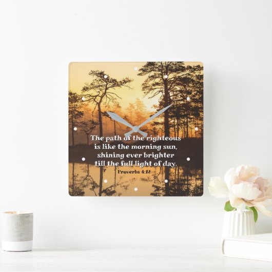Proverbs 4:18 Pad van de Righteous Bible Verse Vierkante Klok (Huis)
