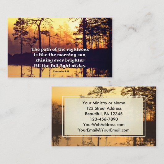 Proverbs 4:18 Pad van de Righteous Bible Verse Visitekaartje (Voorkant / Achterkant)